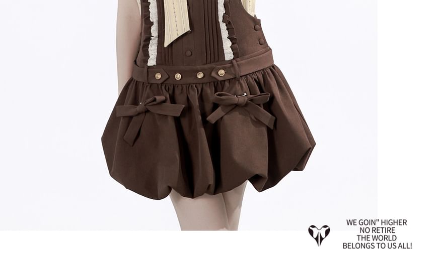 Short-Sleeve Striped Shirt / Sleeveless Lace Trim Mini Dress / Leg Warmer