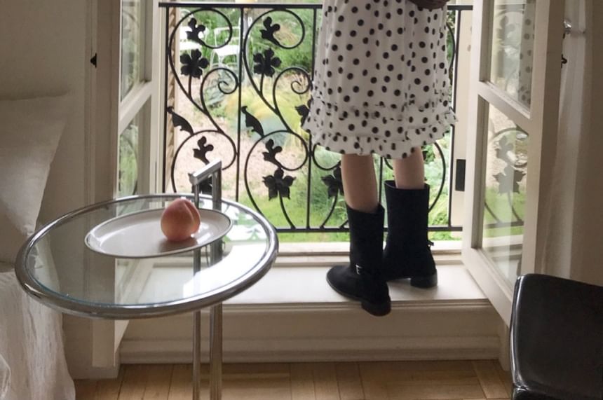 High Waist Polka Dot Frill Trim A-Line Skirt