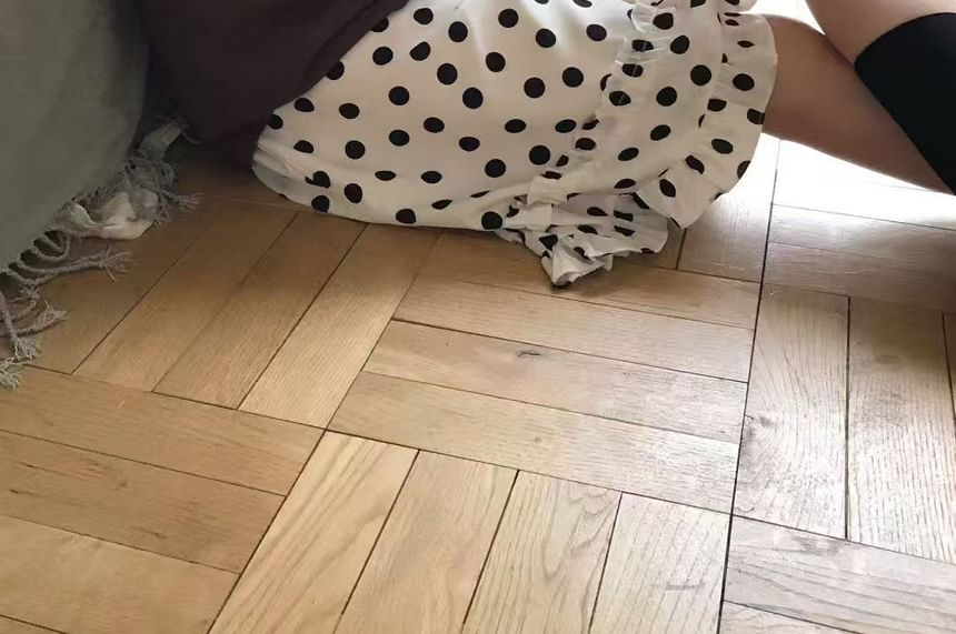 High Waist Polka Dot Frill Trim A-Line Skirt