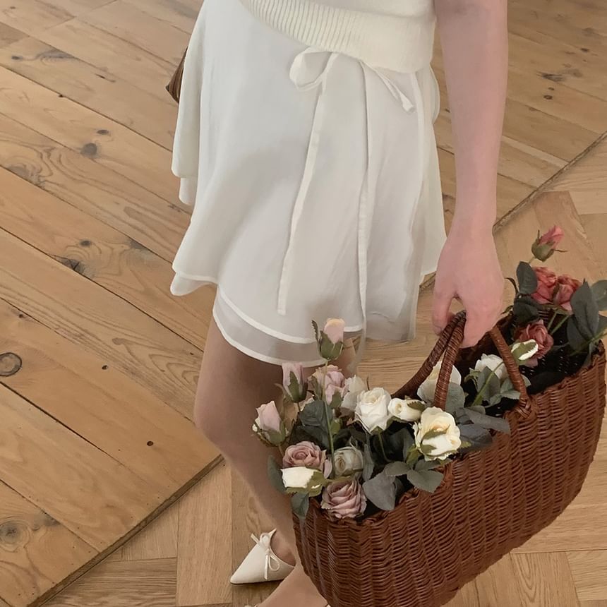 High Waist Plain Layered Mini A-Line Skirt