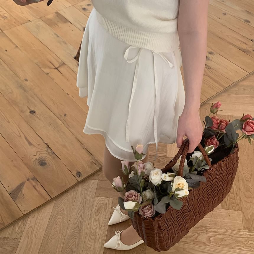 High Waist Plain Layered Mini A-Line Skirt