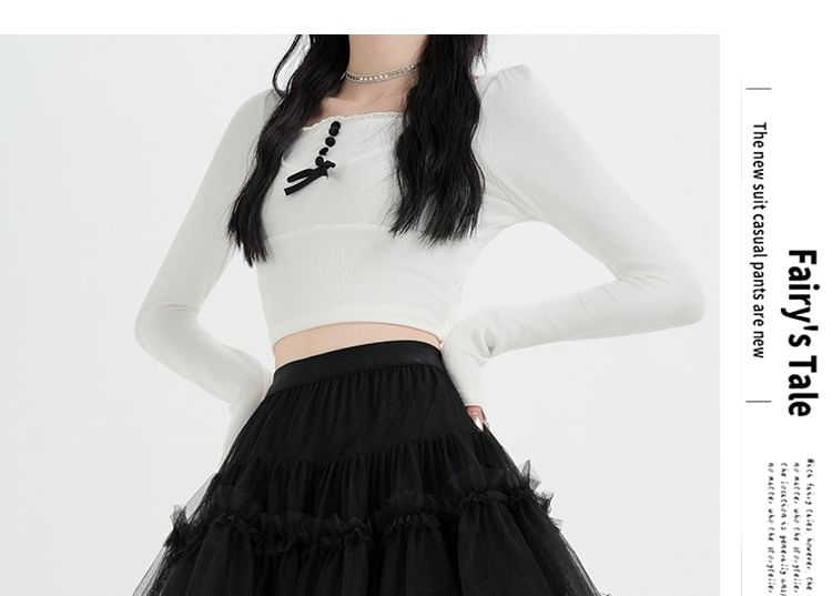 High Waist Plain Tiered Frill Mesh Mini A-Line Skirt