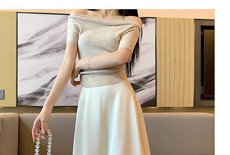 High Waist Plain Satin Maxi A-Line Skirt