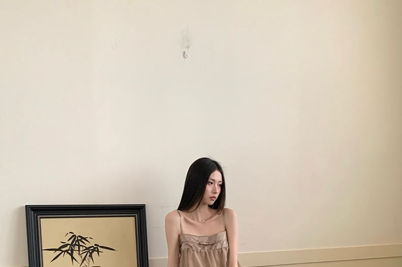 Plain Camisole and High Waist Maxi A-Line Skirt Set