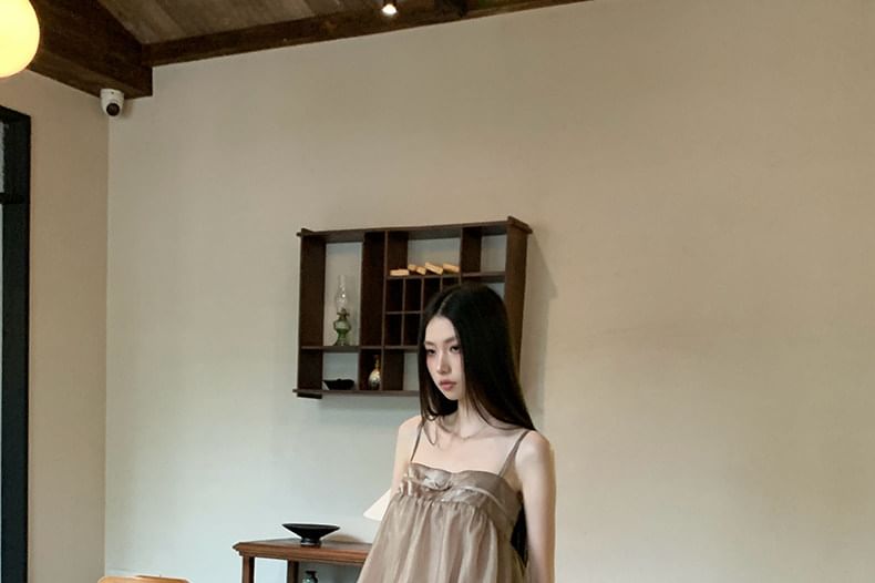 Plain Camisole and High Waist Maxi A-Line Skirt Set