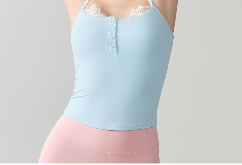 Sport Spaghetti Strap Lace Trim Camisole Top