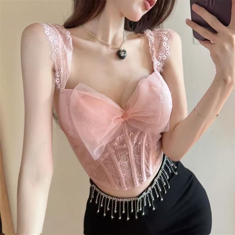 Sleeveless Lace Bra Top / Thongs / Set
