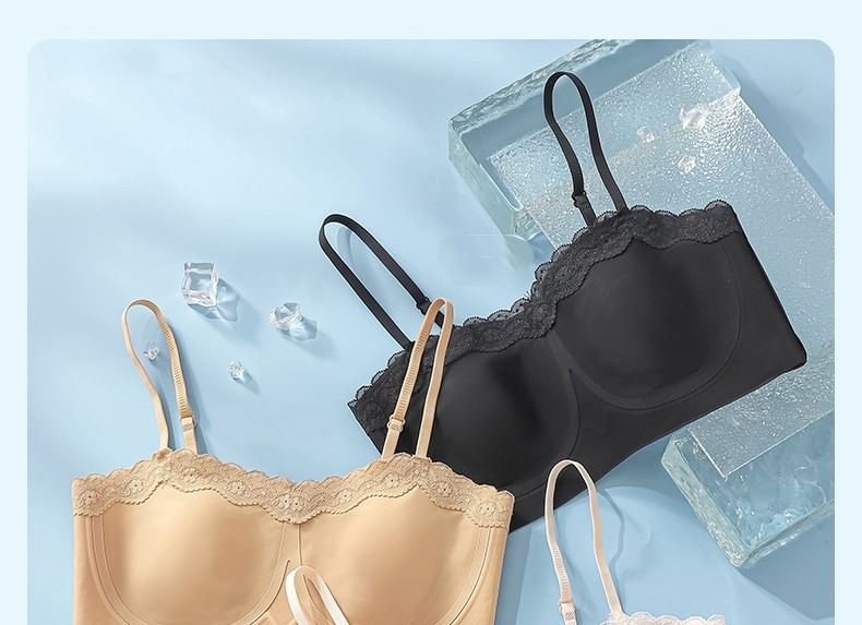 Plain Lace Trim Bra