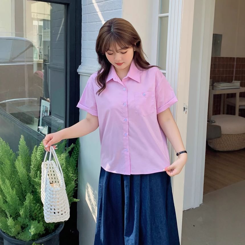 Plain Pocket Front Shirt