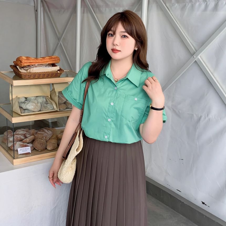 Plain Pocket Front Shirt