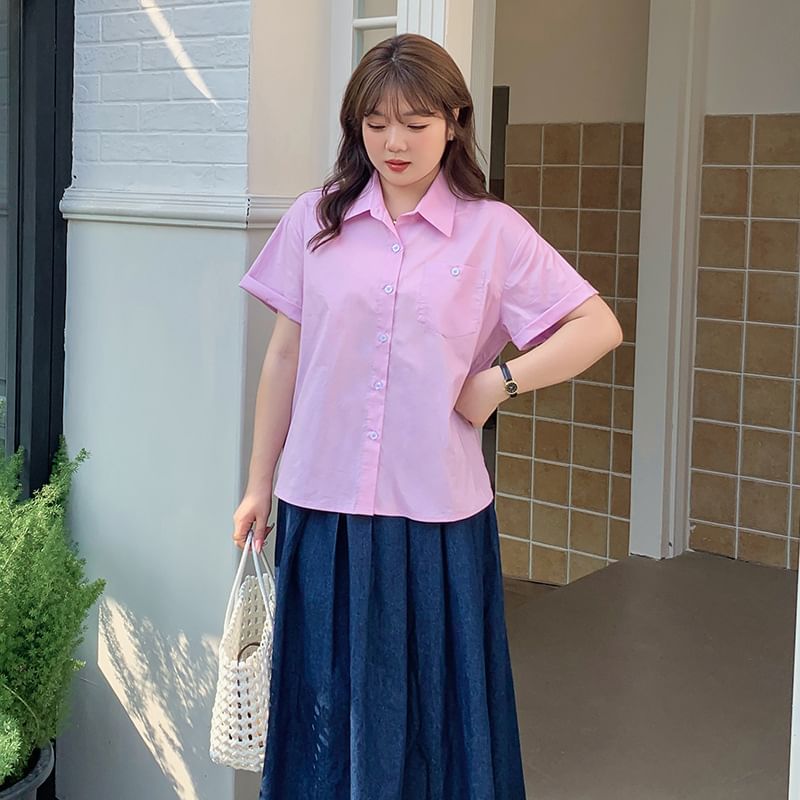 Plain Pocket Front Shirt