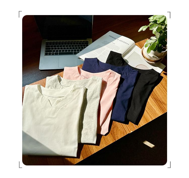 Notch Neck Short Sleeve Tee