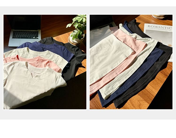 Notch Neck Short Sleeve Tee