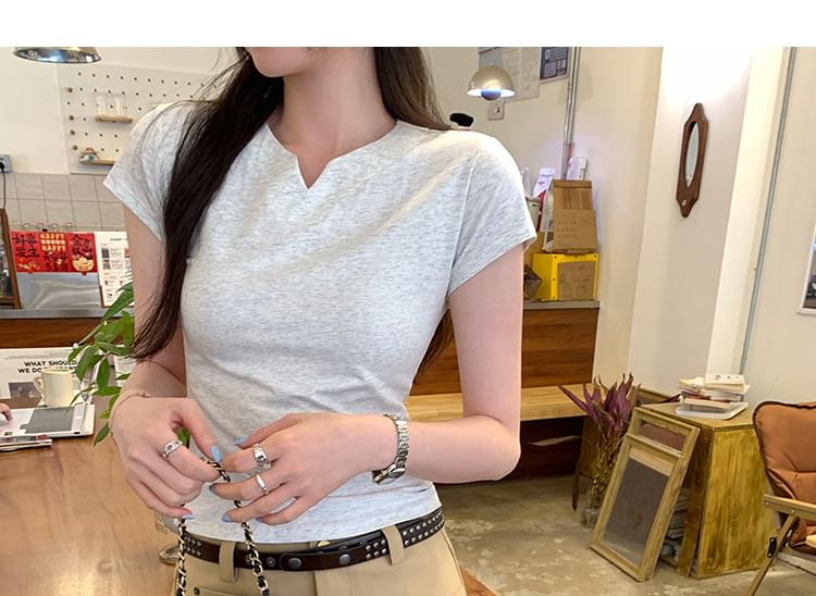 Notch Neck Short Sleeve Tee