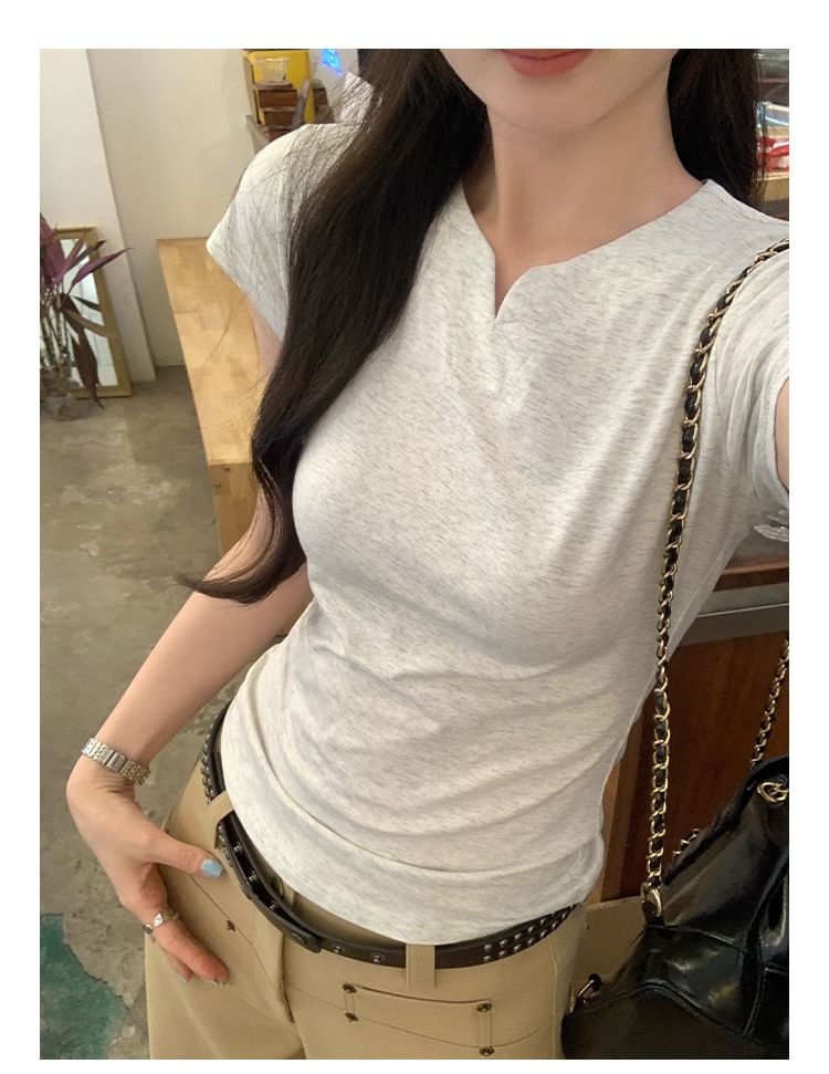 Notch Neck Short Sleeve Tee