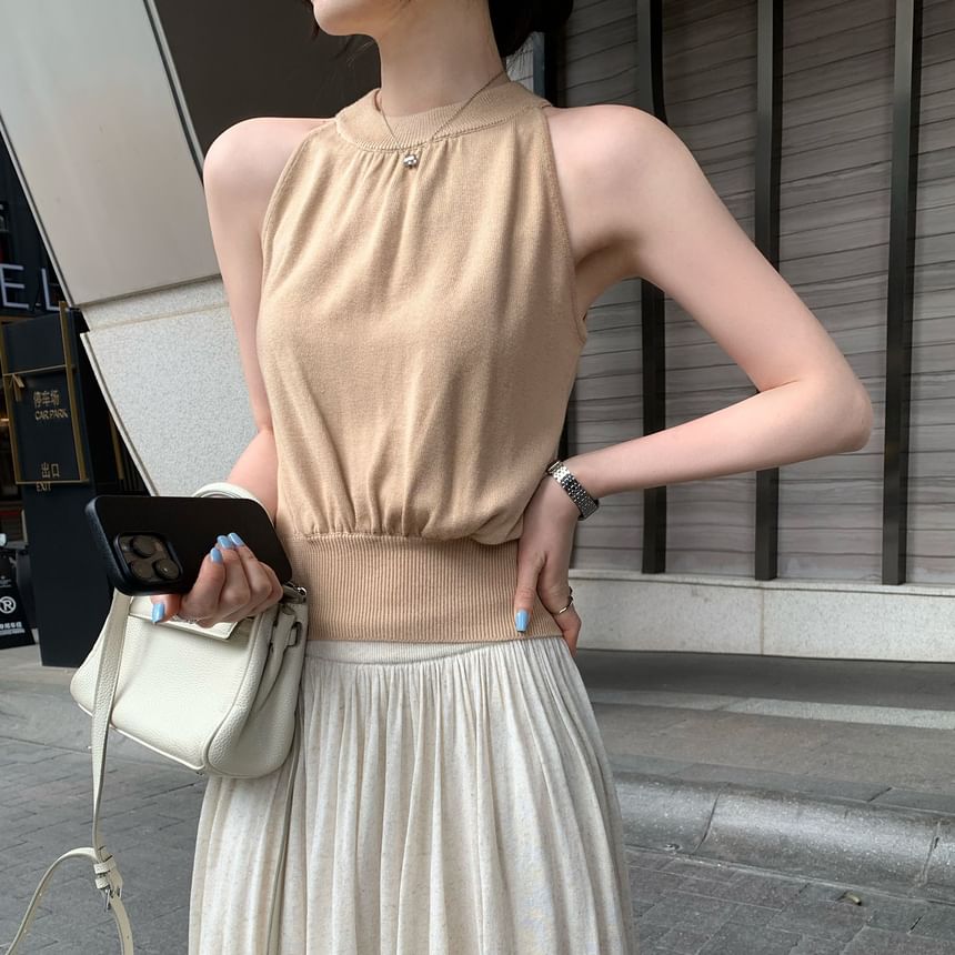 Halter Neck Ruched Crop Top