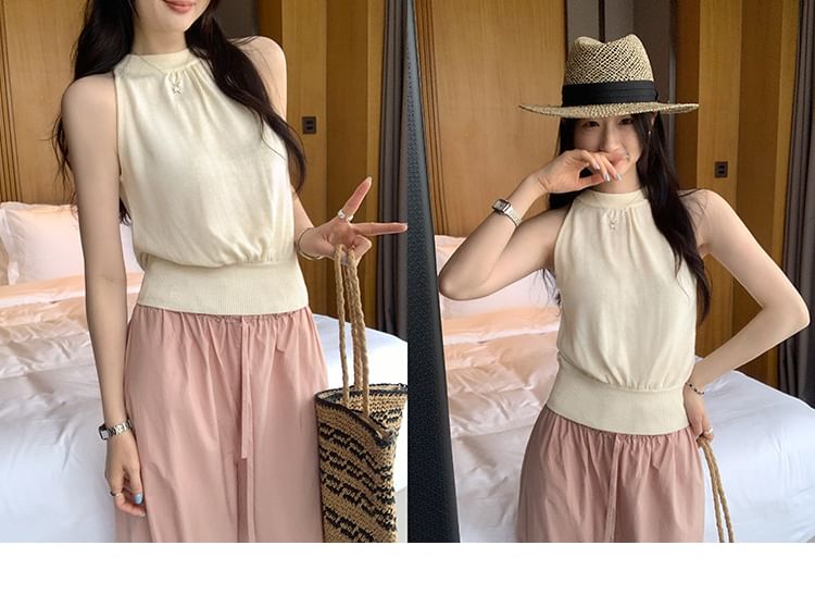 Halter Neck Ruched Crop Top