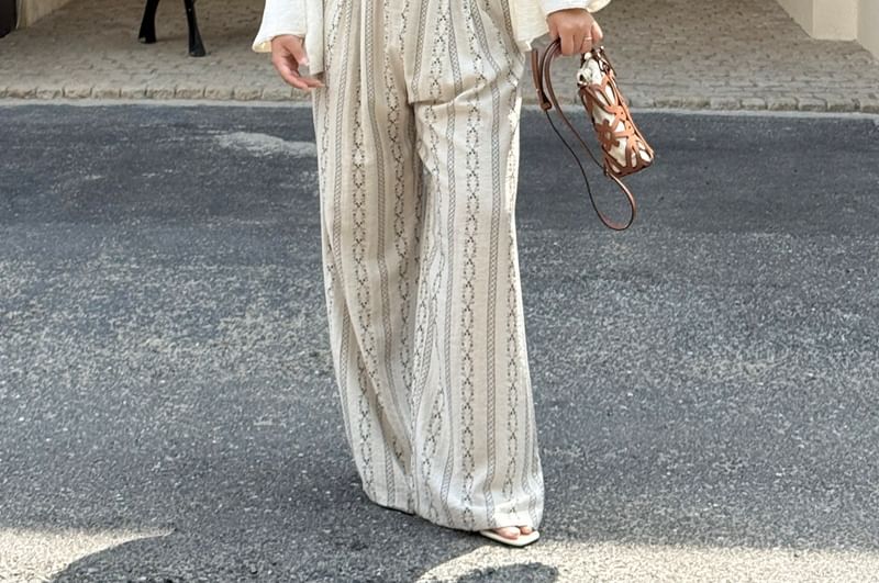 Button-Up Shirt and Floral Print Wide Leg Pants
