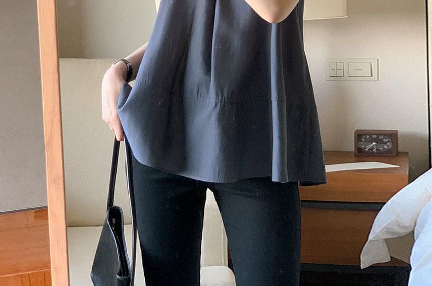 Halter Mock Neck Satin Top