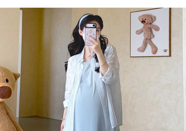 Maternity Long Sleeve Shirt or Sleeveless Maxi Dress Set