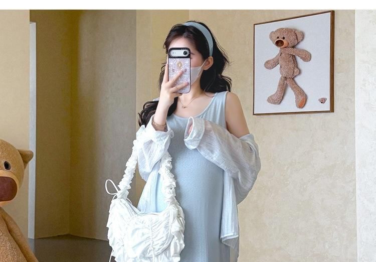 Maternity Long Sleeve Shirt or Sleeveless Maxi Dress Set