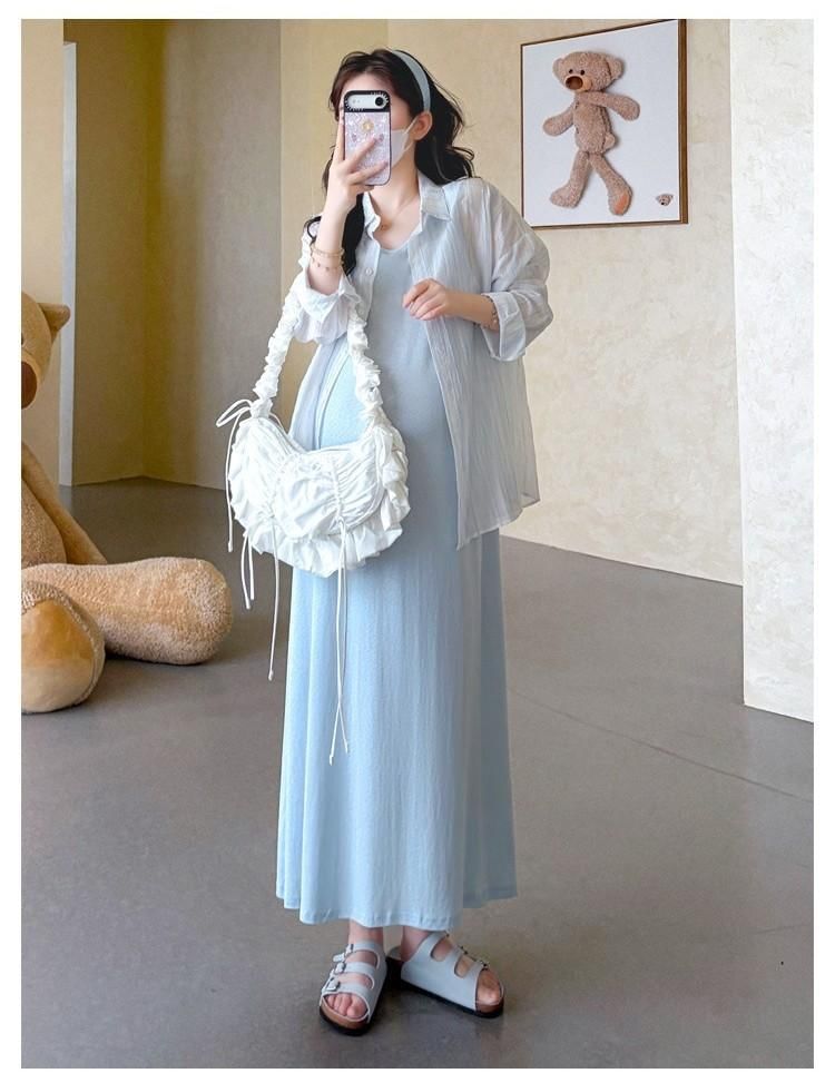 Maternity Long Sleeve Shirt or Sleeveless Maxi Dress Set