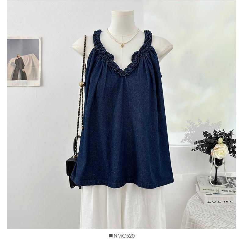 V-Neck Sleeveless Plain Top
