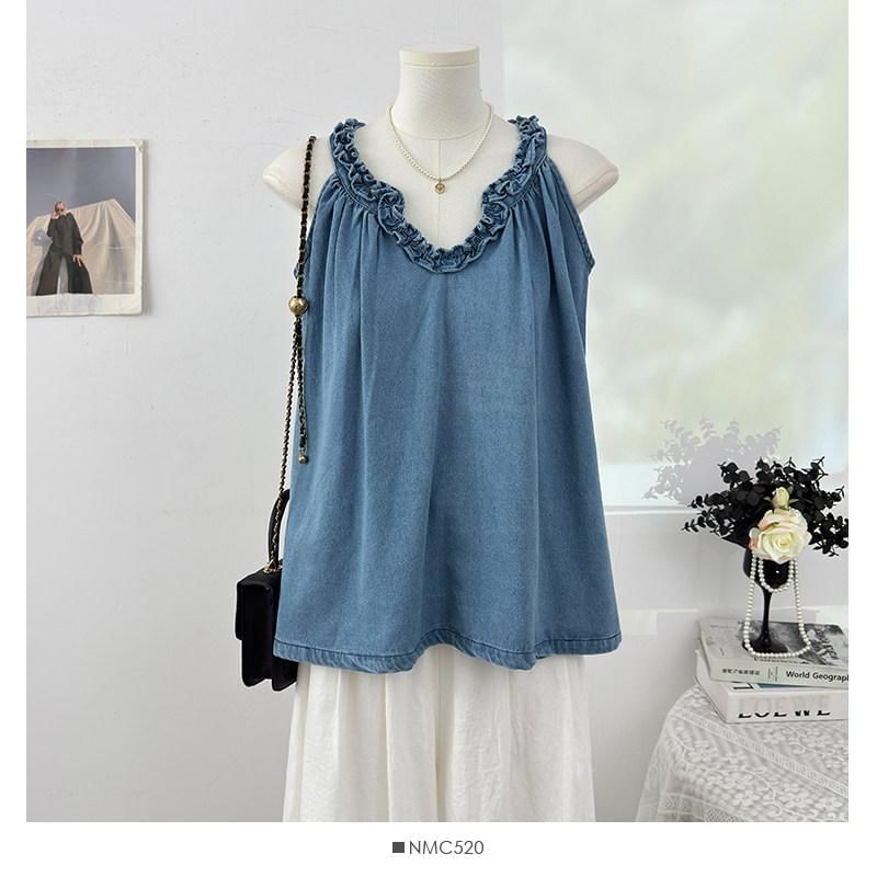 V-Neck Sleeveless Plain Top