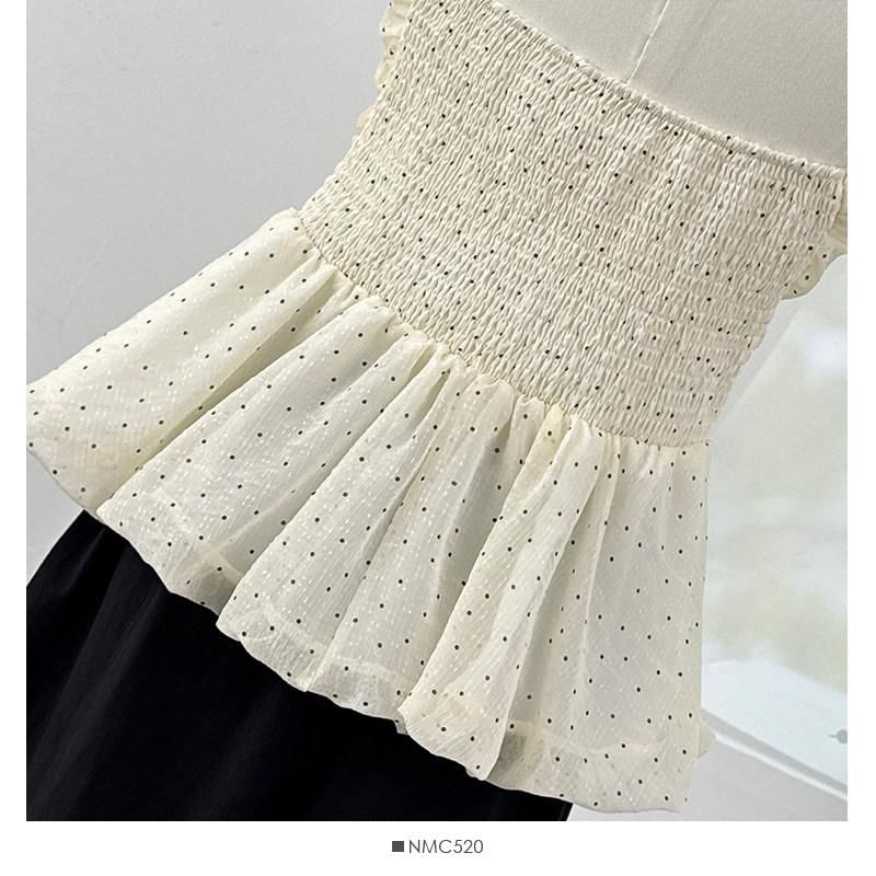 Polka Dot Ruffle Tube Top