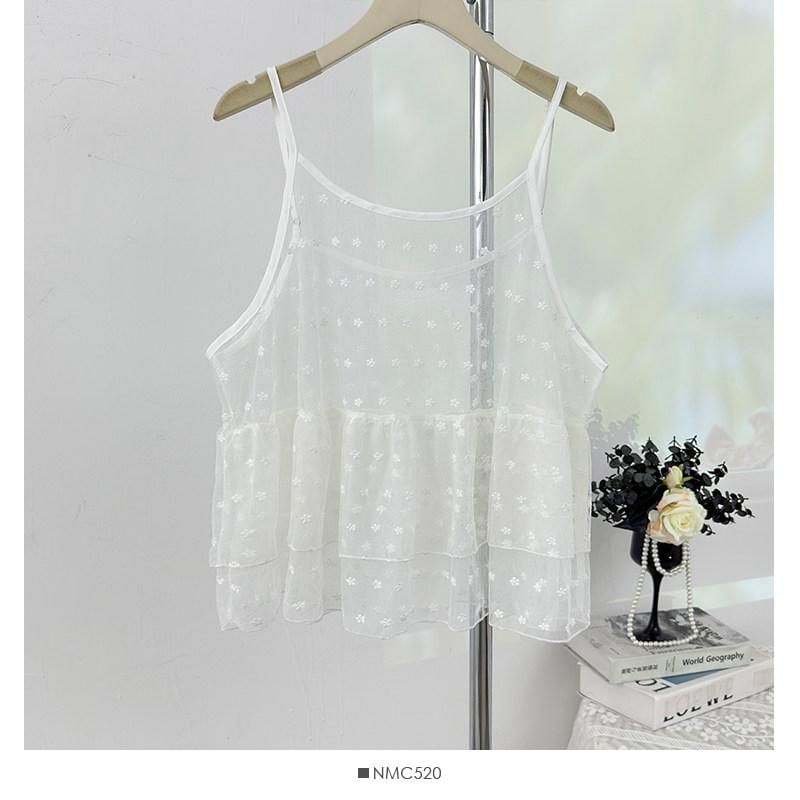 Floral Jacquard Sheer Camisole