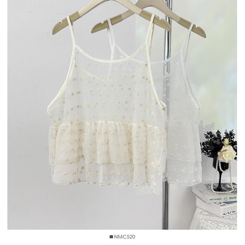 Floral Jacquard Sheer Camisole