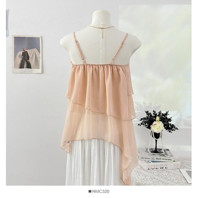 Scoop Neck Asymmetrical Layered Camisole