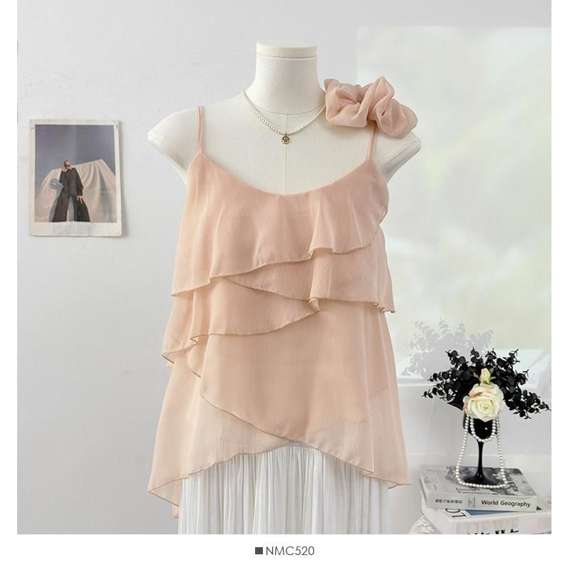 Scoop Neck Asymmetrical Layered Camisole