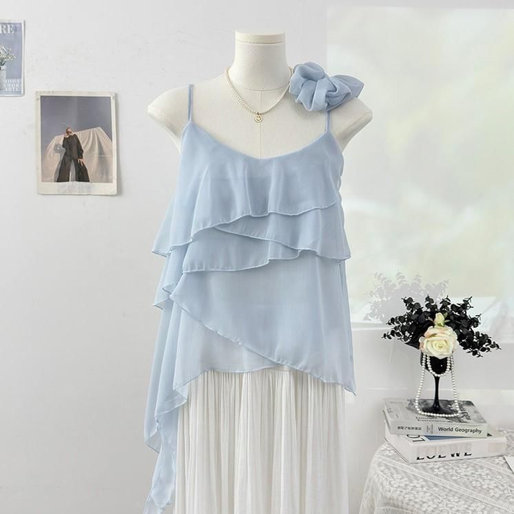 Scoop Neck Asymmetrical Layered Camisole