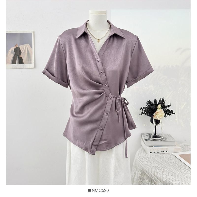 Wrapped Short-Sleeve Blouse