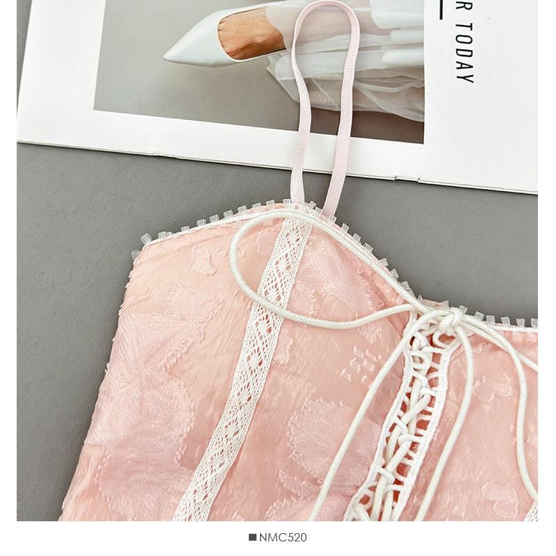Lace-Up Ruffle Crop Camisole