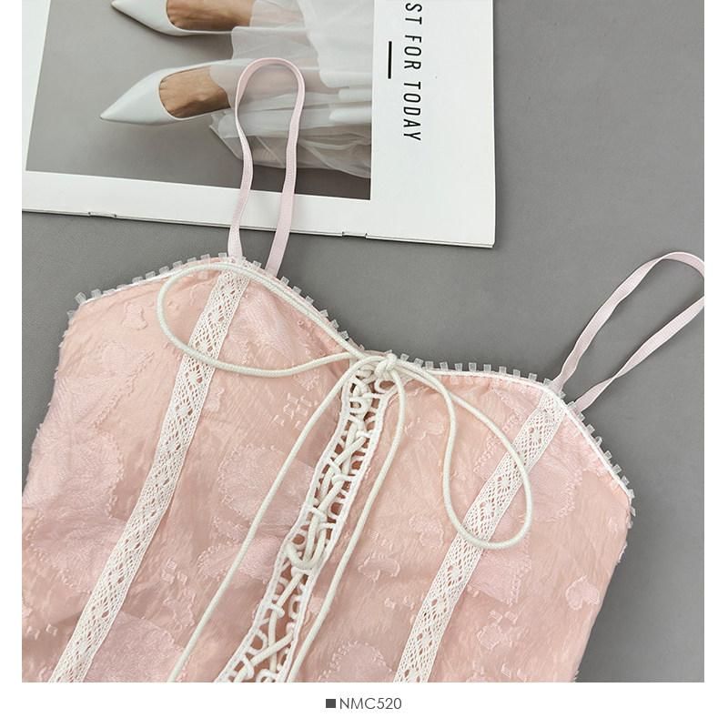 Lace-Up Ruffle Crop Camisole