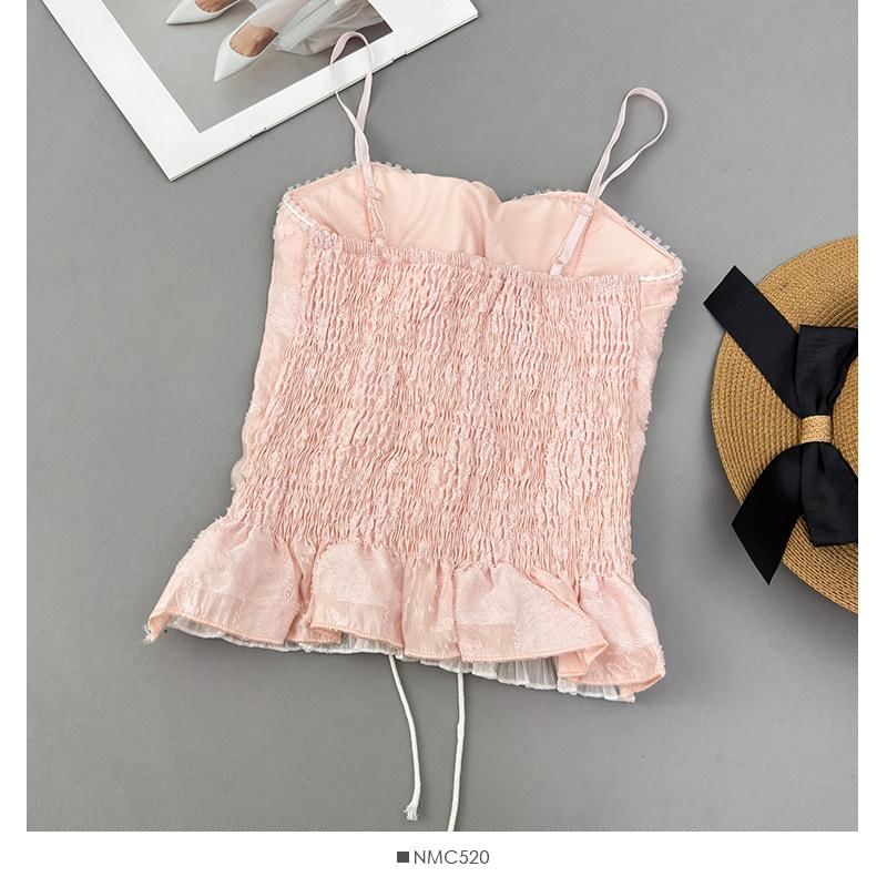 Lace-Up Ruffle Crop Camisole