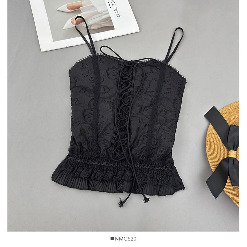 Lace-Up Ruffle Crop Camisole