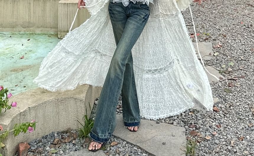 Spaghetti Strap V-Neck Lace Camisole with Light Jacket
