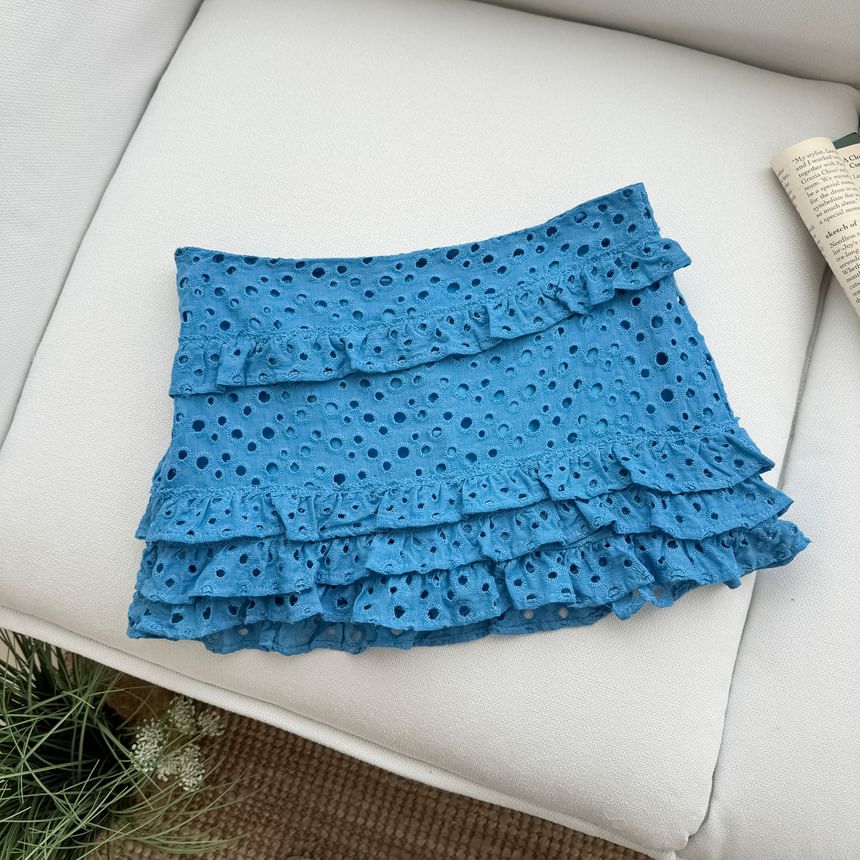 Sleeveless Square Neck Ruffle Crop Top and Mini Skirt Set
