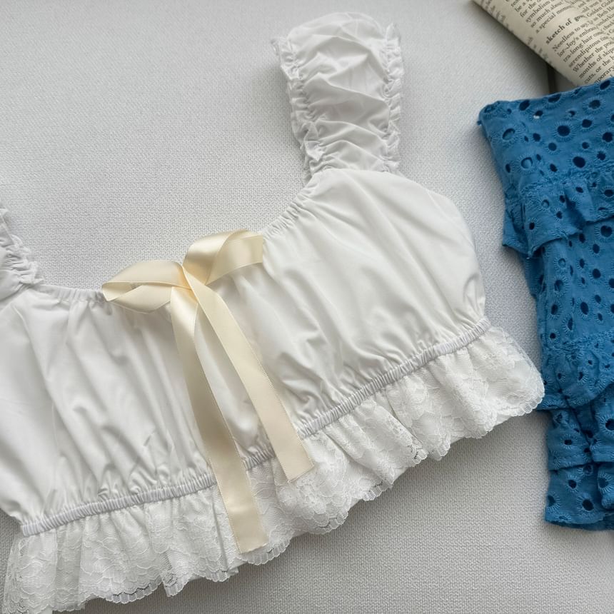 Sleeveless Square Neck Ruffle Crop Top and Mini Skirt Set