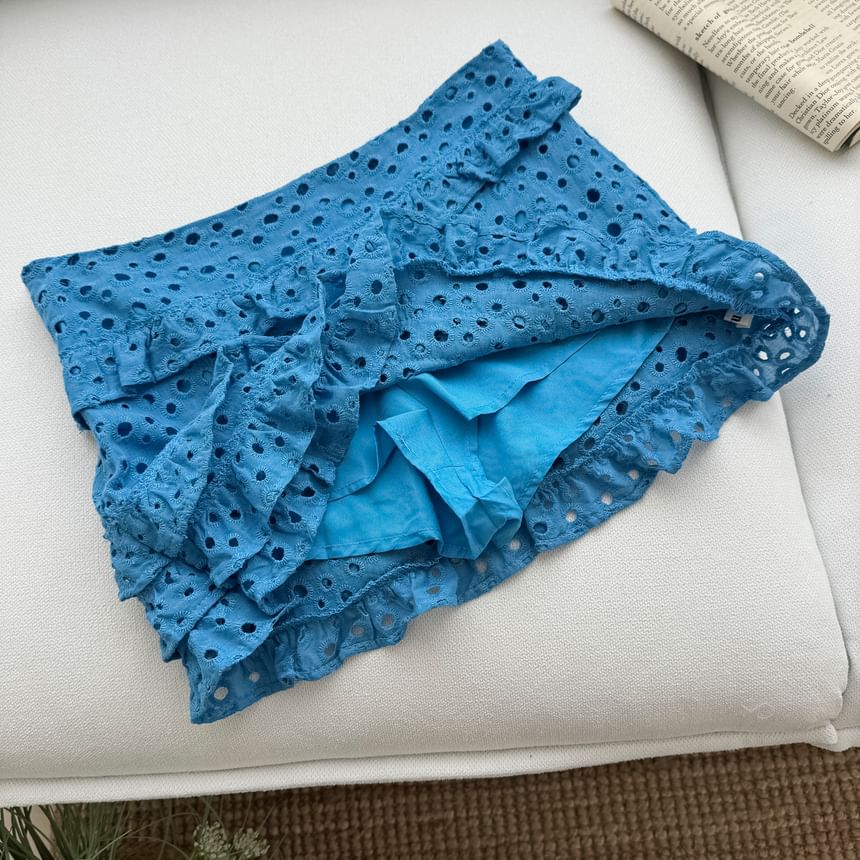 Sleeveless Square Neck Ruffle Crop Top and Mini Skirt Set