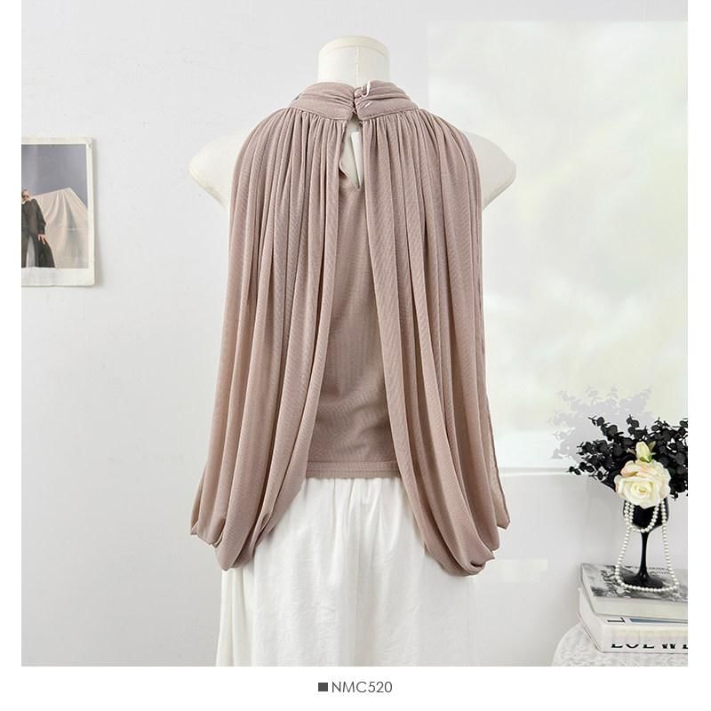 Halter Neck Metal Accent Ruched Mesh Top