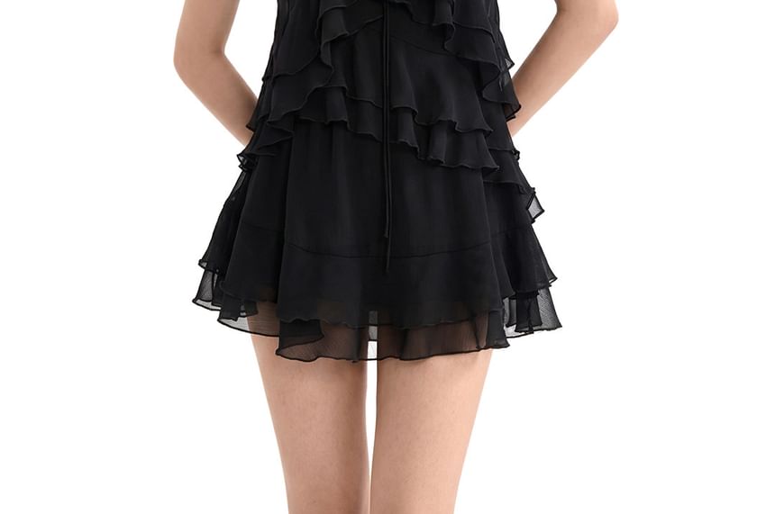 Plain Ruffle Tie Front Camisole Top
