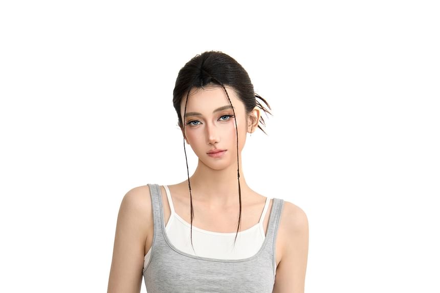 Set: Round Neck Plain Tank Top + Square Neck Crop Tank Top