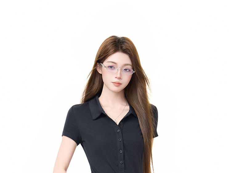 Short Sleeve Plain Slim-Fit Polo Top