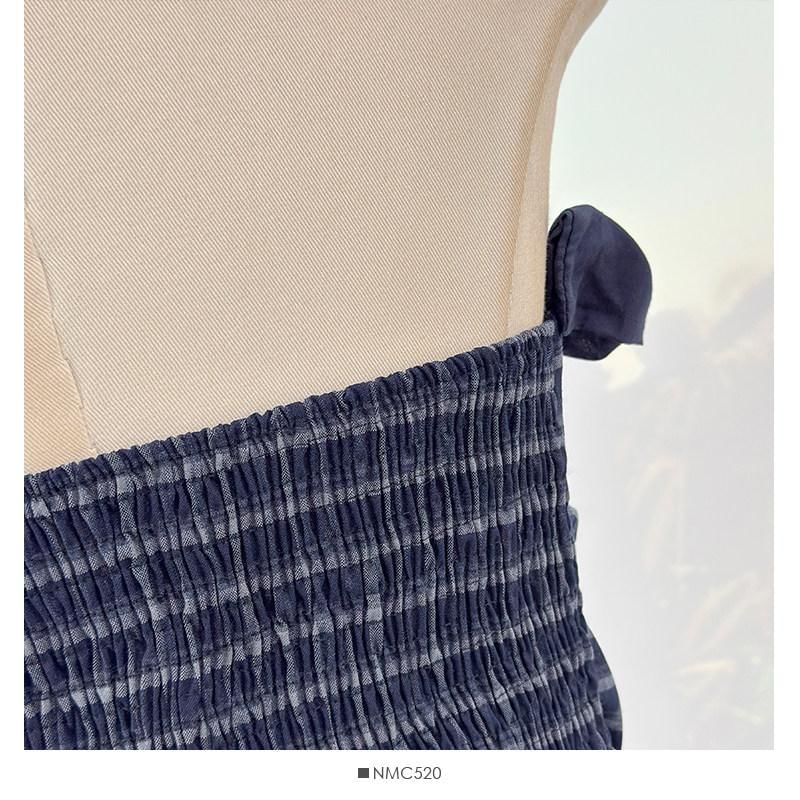 Set: Strapless Ruffle Plaid Top + Twilly
