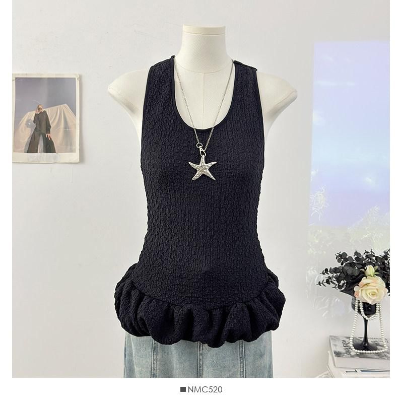 U-Neck Ruffle Tank Top