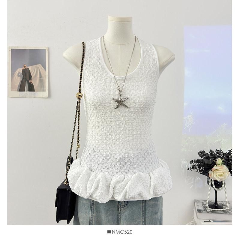 U-Neck Ruffle Tank Top